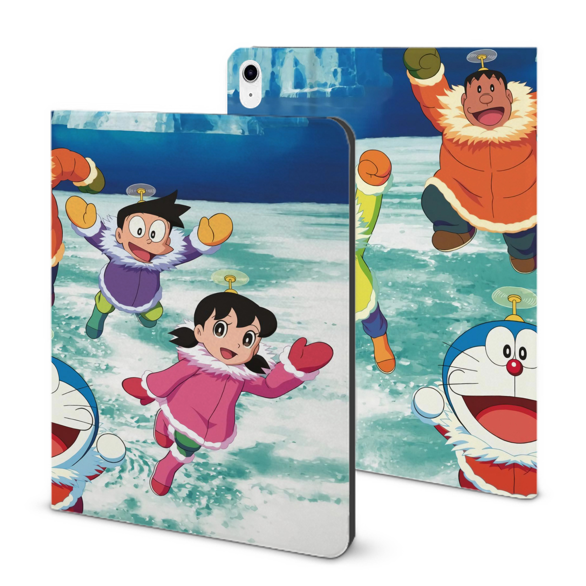 （画像用） ドラえもん Doraemon IPad ケース ブック型 PUレザー TPU 耐衝撃 軽量 薄型 ペン収納なし 全面保護 IPad 各モデル対応
